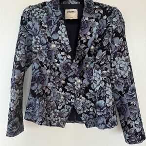 L'AGENCE Blue and Black Floral Blazer